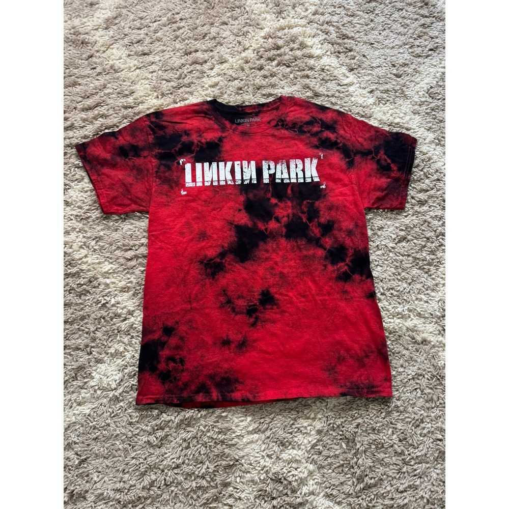 Linkin Park Red Black Tie Dye Graphic Band T-Shirt Mens Size M